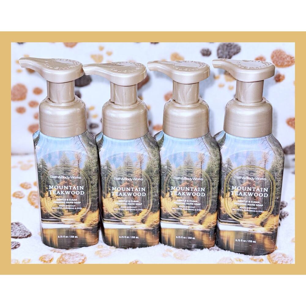 Bath & Body Works Mountain Teakwood 8.75oz Gentle Clean Foaming Hand Soap x4 - Picture 2 of 5